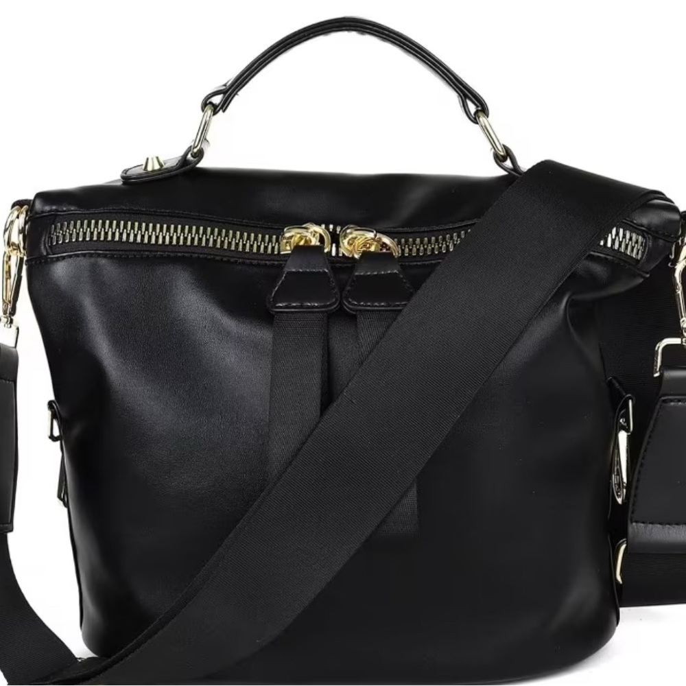 Elegant Black Pleather Handbag
